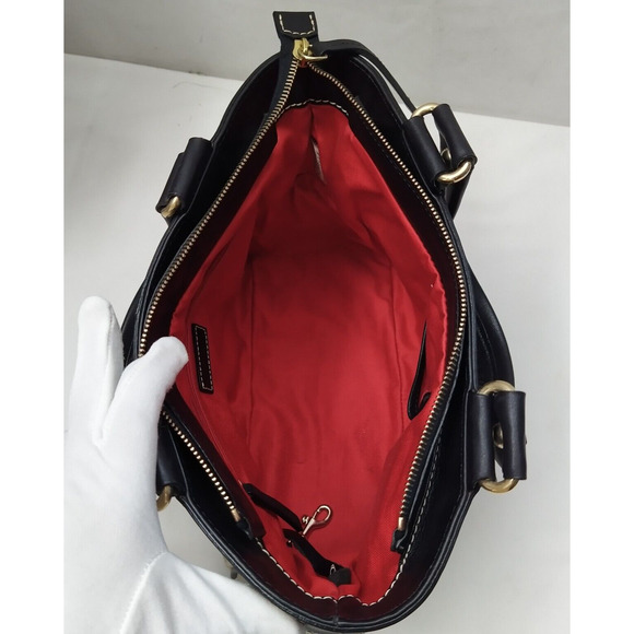 Dooney & Bourke Black Canvas Leather Trim Double Handle Mini Tote Shoulder Bag - Picture 8 of 16